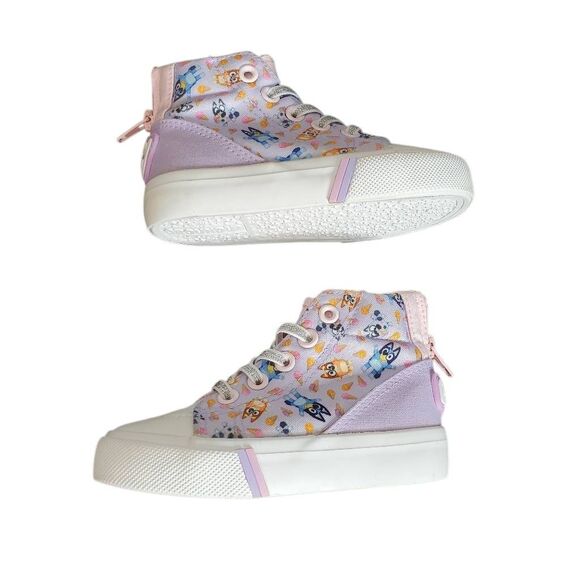 Ground Up Bluey Glittered Lace Hi-Top Back Zip Sneakers Pink Multi Size 8 - Picture 7 of 11